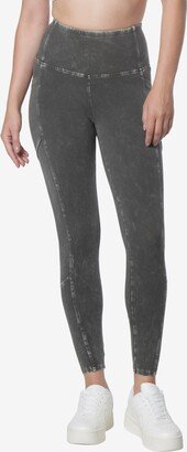 Sport Women's High Rise Full Length Mineral Washed Leggings Pants