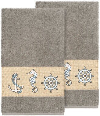 Easton Embellished Bath Towel - Set of 2 - Dark Grey