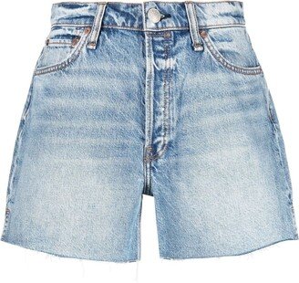 High-Waisted Denim Shorts-AX