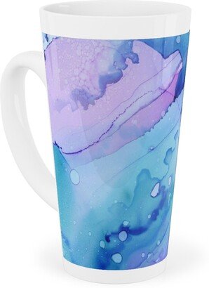 Mugs: Watercolor Waves - Blue And Purple Tall Latte Mug, 17Oz, Blue