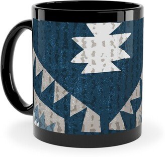 Mugs: Kilim Me - Blue Ceramic Mug, Black, 11Oz, Blue