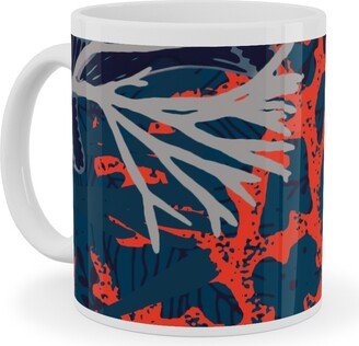 Mugs: Corals And Starfish Ceramic Mug, White, 11Oz, Blue