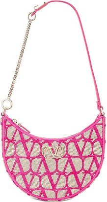 V Logo Signature Mini Hobo Bag in Pink-AA