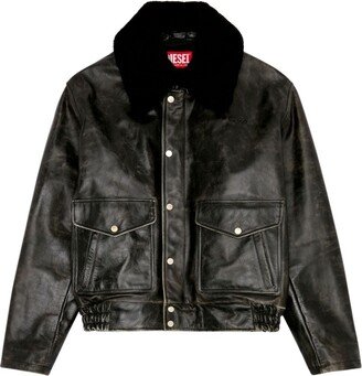 Press-Stud Leather Shirt Jacket