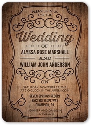 Wedding Invitations: Rustic Romance Wedding Invitation, Brown, Standard Smooth Cardstock, Rounded