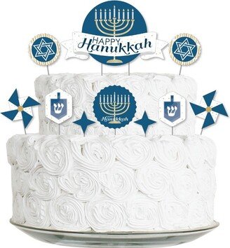 Big Dot of Happiness Happy Hanukkah - Chanukah Holiday Party Cake Decorating Kit - Happy Hanukkah Cake Topper Set - 11 Pieces