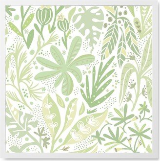 Photo Tiles: Botanical Leaves Photo Tile, White, Framed, 8X8, Green