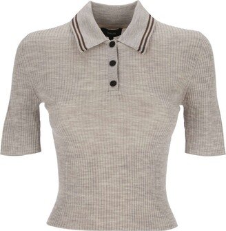 Cropped Knitted Polo Shirt