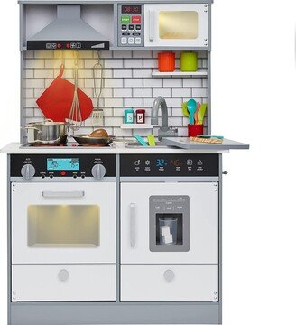 Lil' Jumbl Gray Wooden Kids Kitchen Playset, Small Kids Play Kitchen Set