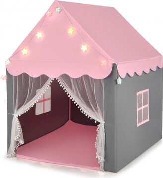 Kids Playhouse Tent with Star Lights and Mat-Pink - 41.5