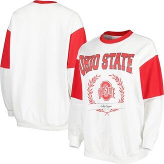 Women's Gameday Couture White Ohio State Buckeyes It's A Vibe Dolman Pullover Sweatshirt