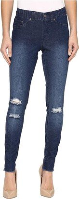 Ripped Knee Denim Leggings (Ink Wash) Women's Jeans