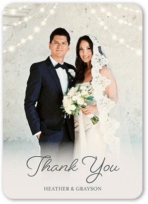 Wedding Thank You Cards: Glowing Ceremony Thank You Card, Grey, 5X7, Matte, Signature Smooth Cardstock, Rounded