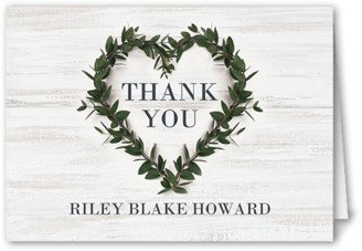 Thank You Cards: Wreathed Heart Thank You Card, White, 3X5, Matte, Folded Smooth Cardstock
