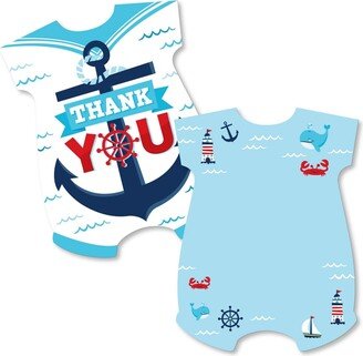 Big Dot Of Happiness Ahoy It's a Boy - Nautical Baby Shower Shaped Thank You Note Cards - 12 Ct