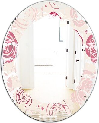 Designart 'roses pattern' Printed Modern Round or Oval Wall Mirror - Leaves