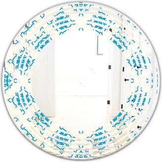 Designart 'Retro Ornamental Pattern I' Printed Modern Round or Oval Wall Mirror - Wave