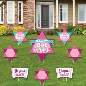 Big Dot Of Happiness Pink Bat Mitzvah - Outdoor Lawn Decor - Girl Party Yard Signs - Set of 8