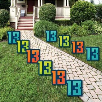 Big Dot Of Happiness Boy 13th Birthday - Lawn Decor - Outdoor Birthday Party Yard Decor - 10 Pc