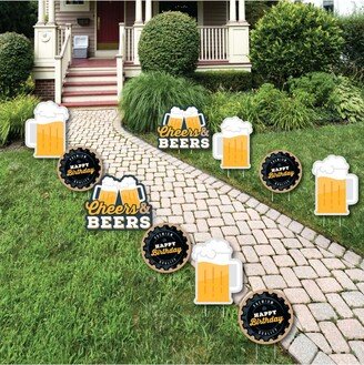 Big Dot Of Happiness Cheers & Beers Happy Birthday - Lawn Decor - Outdoor Party Yard Decor - 10 Pc