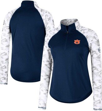 Women's Navy Auburn Tigers Oht Military-Inspired Appreciation Flash Arctic Camo Raglan Quarter-Zip Jacket