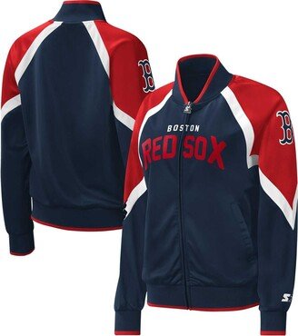 Women's Starter Navy Boston Red Sox Touchdown Raglan Full-Zip Track Jacket