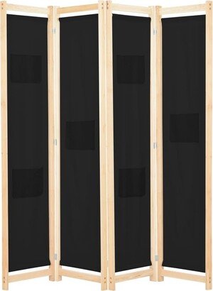 4-Panel Room Divider Black 62.9x66.9x1.6 Fabric