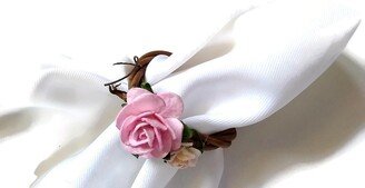 Floral Napkin Rings For Weddings, Bride Shower Table Decor, 6Pcs