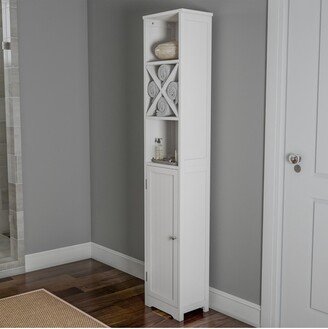 Hastings Home 67-Inch Tall Linen Tower Cupboard with Cubbyhole Divider and Adjustable Shelves