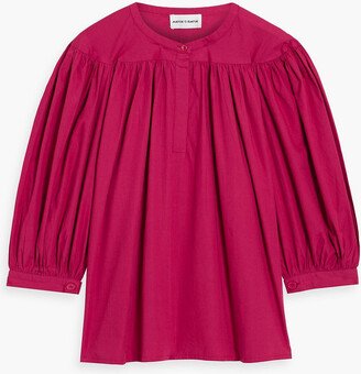 Kira gathered cotton-poplin blouse