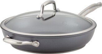 Accolade Forged Hard-Anodized Nonstick Deep Frying Pan with Lid, 12-Inch, Moonstone