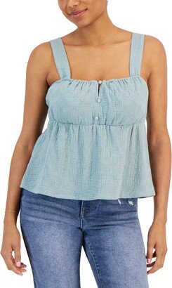 Admit One Juniors' Cotton Eyelet Empire-Waist Tank