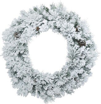 Flocked Ashton Pine Artificial Christmas Wreath, Unlit