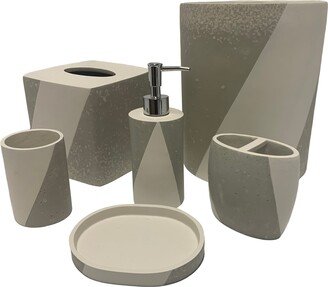 6-piece Luxor Stone Resin Bath Accessory Set - NATURAL/GRAY