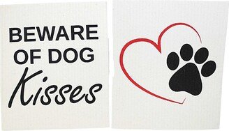 Abbott Collection Swedish Dish Cloth Dog Kisses Dishcloths - Two Swedish Dishcloths 8 Inches - Eco-Friendly - 84Asdab151 - Cellulose - Off-White