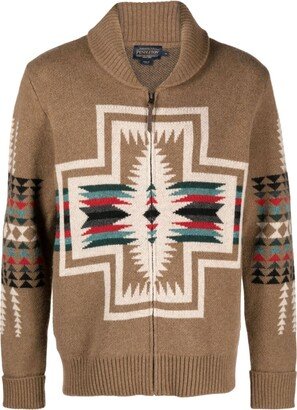 Harding patterned-intarsia cardigan