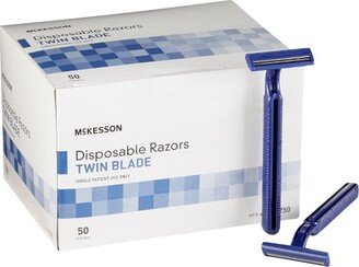 McKesson Disposable Razors, Twin Blade, 50 Count, 2 Packs, 100 Total