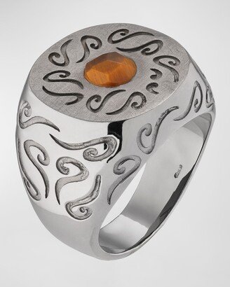 Marco Dal Maso Ara Engraved Signet Tiger's Eye Ring, Size 10