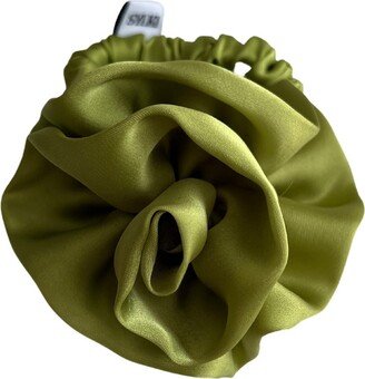 Sylki Flower Applique Hair Tie - Green