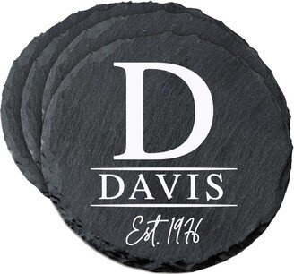 Slate Coasters | Monogram Personalized Set Handmade Round For Men Modern-AC