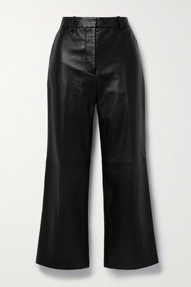 Talia Cropped Leather Straight-leg Pants - Black