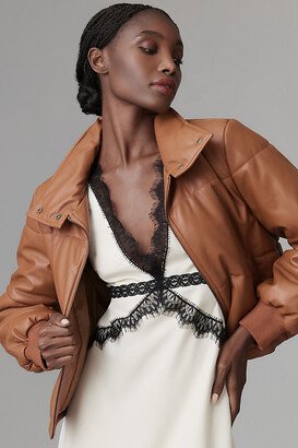 By Anthropologie Faux Leather Puffer Jacket-AA