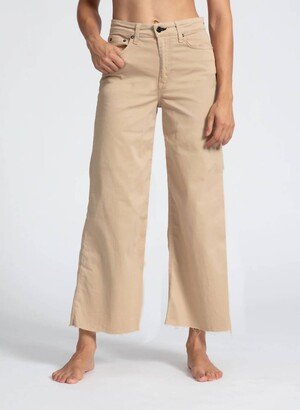 High Rise Crop Wide Leg Pant In Khaki