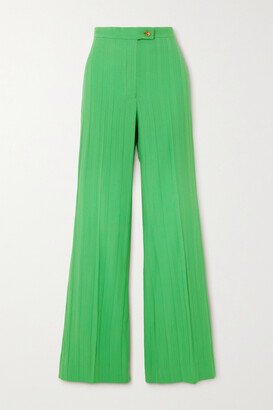 Net Sustain Laura Striped Wool Straight-leg Pants - Green