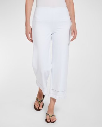 Coastal Cropped Fringe-Trim Pants