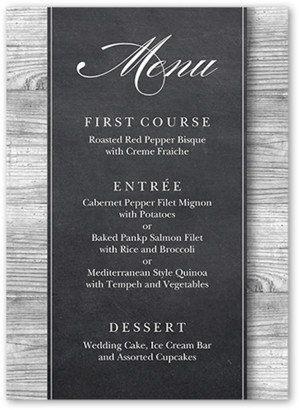 Wedding Menu Cards: Chalk Wood Frame Wedding Menu, Grey, 5X7 Flat Menu, Standard Smooth Cardstock, Square