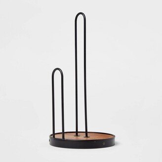 Iron and Mangowood Wire Paper Towel Holder Black