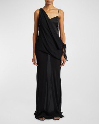 Drifted Silk Side-Tie Maxi Dress