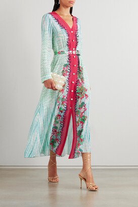 Lea Belted Printed Silk-chiffon Shirt Dress - Blue