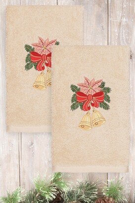 Christmas Bells Embroidered Hand Towels - Set of 2-AA